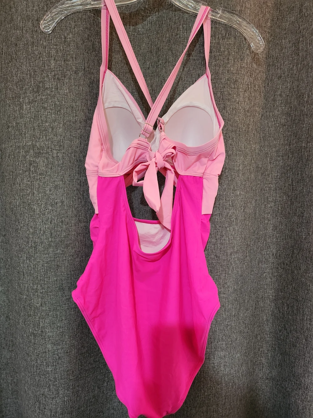 NWOT.  Two-Tone Pink Cutout One-Piece Swimsuit - Picture 3 of 3